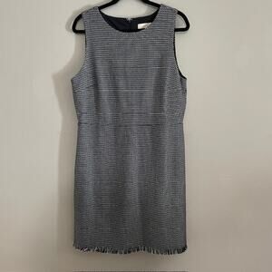 NWT Loft Woman‎ Navy White A-Line Dress Sz 14 Preppy Work Casual Date Night